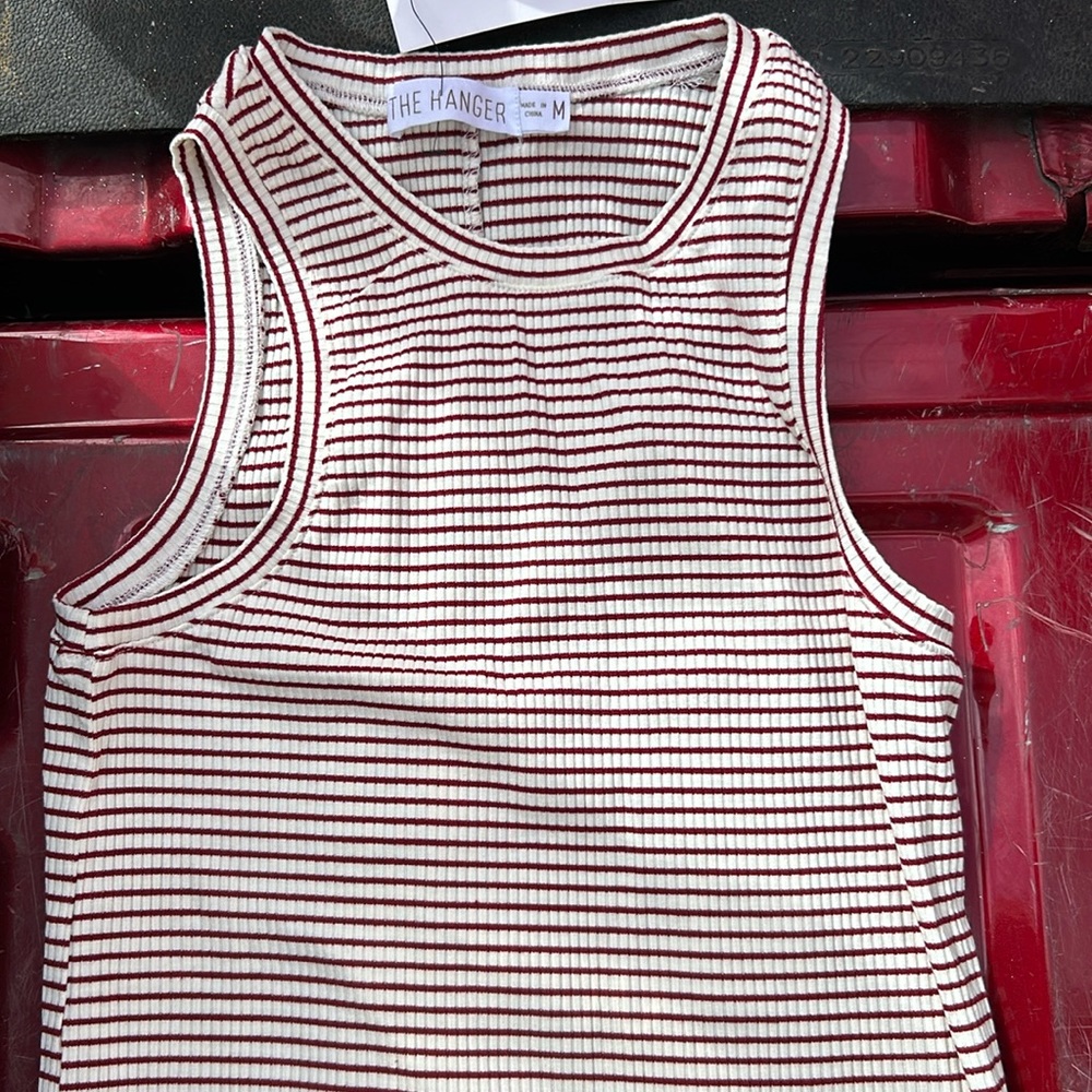 Long red stripped causal dress